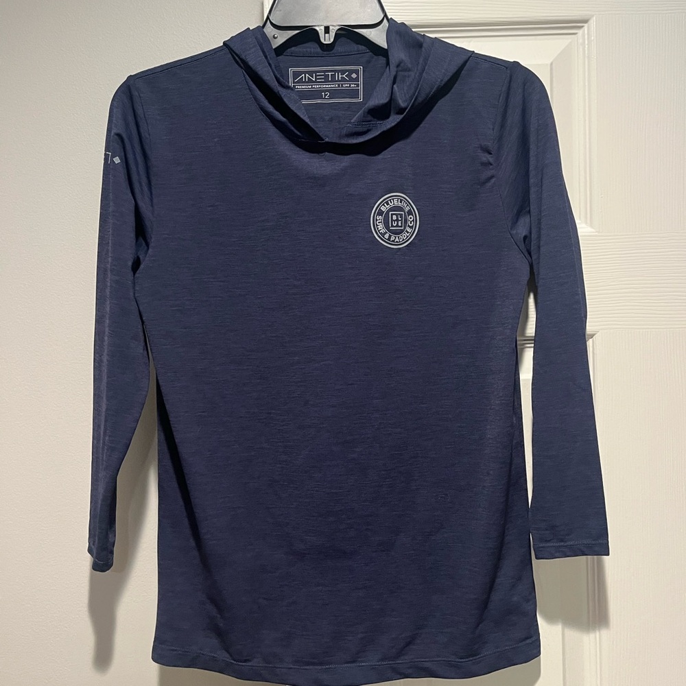 Blue Long Sleeve Sweatshirt with Mock Neck